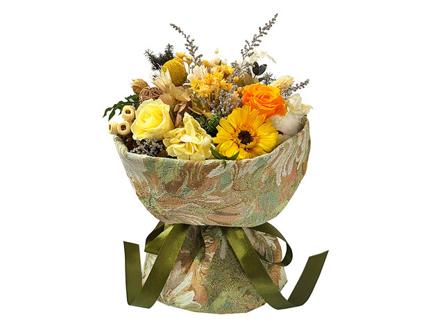 Florist Flower Bouquet - Seasonal Oil Painting Vintage Preserved Flower Bouquet 1116A8 - PT1116A8 Photo